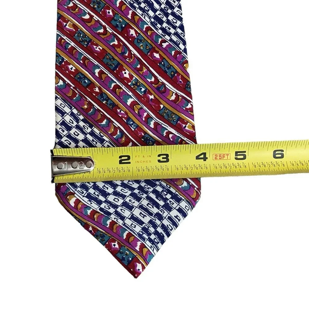Missoni Men’s 100% Silk Neck Tie Bold Multicolor Geo‎ Abstract Print Handmade